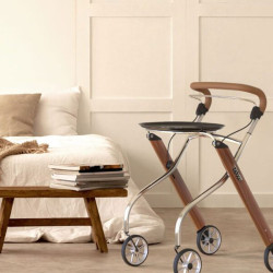 rollator 4 roues let's go indoor teak bois mon-materiel-medical-en-pharmacie.fr